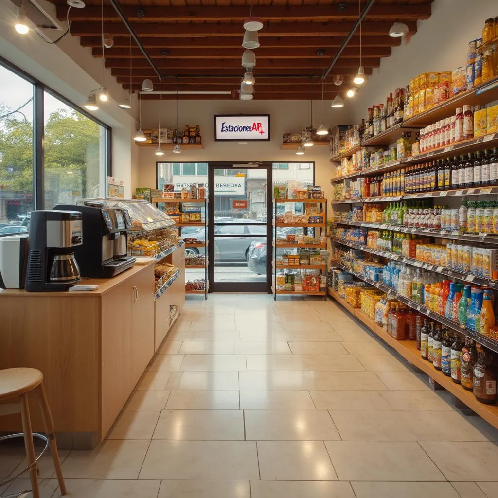 Interior de una tienda de conveniencia EstacionesAR+ bien surtida